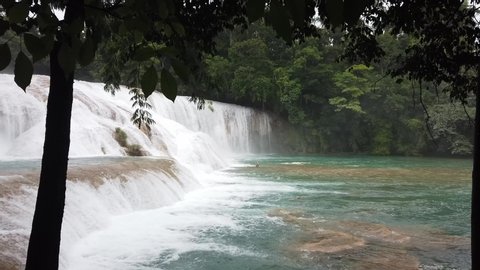 Mexico Chiapas Agua Azul beautiful waterfall on 4k Tuxtla Gutierrez