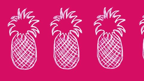 repeted pineapple pattern sketch slide left on pink background