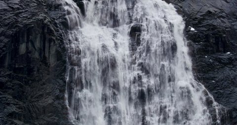 SLO MO MS Waterfall on rocky mountain in Glacier Alley / Patagonia, Chile