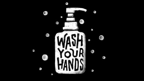 Washing hands for daily personal care animated illustration. 2d motion graphic loop able animation video footage.
