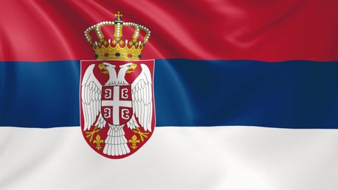 Serbia flag waving in the wind with high quality texture in 4K National Flag of Serbia Serbian