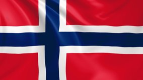 Norway flag waving in the wind with high quality texture in 4K National Flag of Norway Norwegian