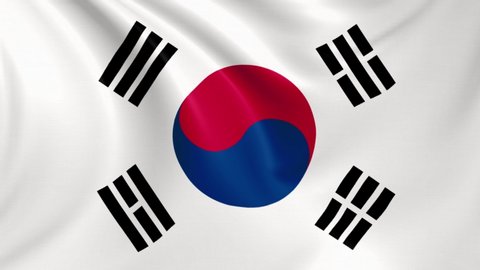 South Korea flag waving in the wind with high quality texture in 4K National Flag of South Korea South Korean Flag