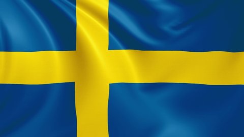 Sweden flag waving in the wind with high quality texture in 4K National Flag of Sweden Swedish Flag