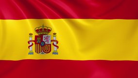 Spain flag waving in the wind with high quality texture in 4K National Flag of Spain Spanish
