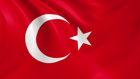 Turkish flag waving in the wind with high quality texture in 4K National Flag of Turkey