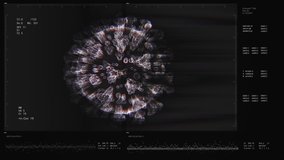 Corona Virus Genome analyzing or structure research. HUD concept. Biochemistry data displayed on modern high-tech laboratory screen. 3D visualization. Virology against global biohazard or pandemic - Powered by Shutterstock - Get 15% off with code: PIKWIZARD15