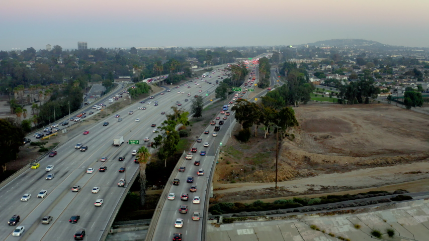 Drone 405 Freeway Long Beach 4K 24FPS