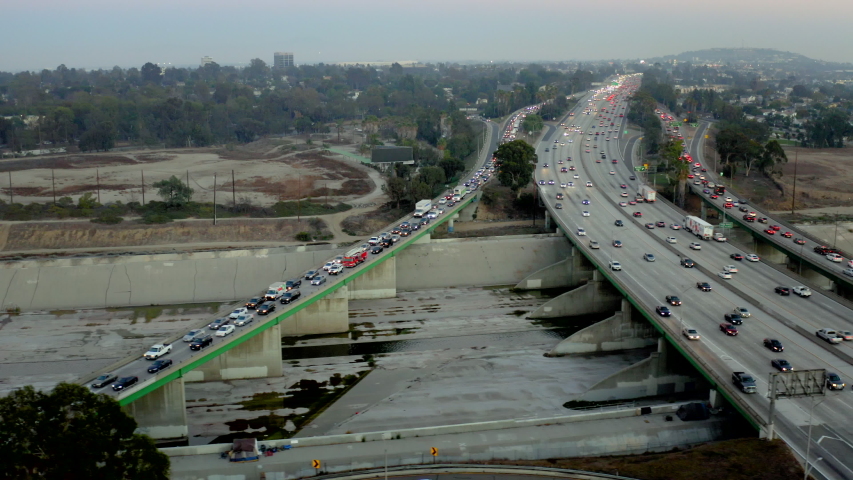Drone 405 Freeway Long Beach 4K 24FPS