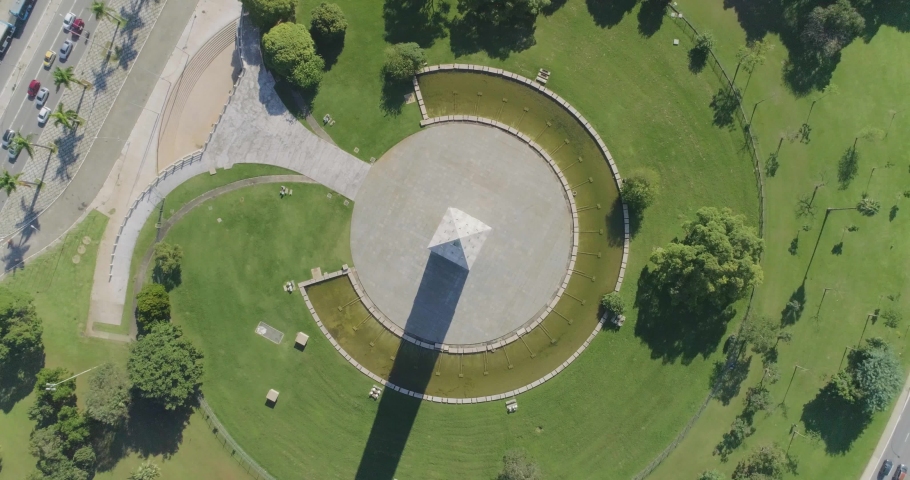 Aerial View of Obelisk and Ibirapuera Park of Sao Paulo city, Brazil

