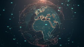 Global communication concept, The earth rotating with node and line connection, Binary code, Futuristic and technology conncepts, Orange and green colors, 4k Resolution seamless loop. - Powered by Shutterstock - Get 15% off with code: PIKWIZARD15