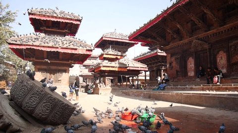 POKHARA, NEPAL - DECEMBER 2 : Nepalese people and foreigner travelers travel visit Kathmandu Durbar Square after Nepal cataclysm or Gorkha earthquake on December 2, 2017 in Kathmandu, Nepal