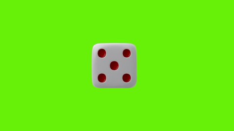 3D rendering, Rotated  of casino dice with close up shot, Gambling and casino concept, on green screen background.