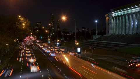 T/L WS Traffic in city at night / Buenos Aires, Argentina