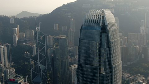 Jan 2020 : Hong Kong ,China ,Asia : Drone shot of the Hong Kong International Finance Centre IFC