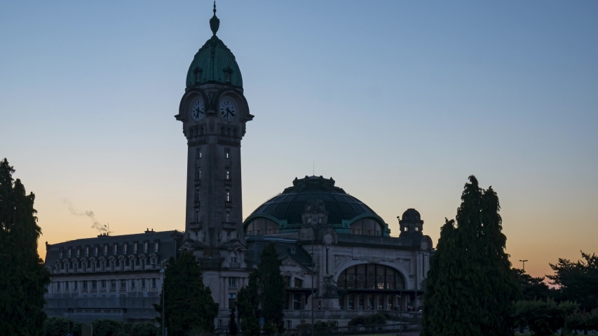 Limoges, France, Station, May 17th 2020, Night Day Sun Morning on Station Timelapse