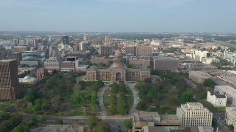 Texas State capitol Aerial Dolly Shot in Austin Texas USA