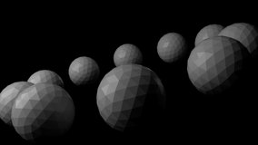 Spheres 111: Faceted spheres abstract video background with copy space (Loop).