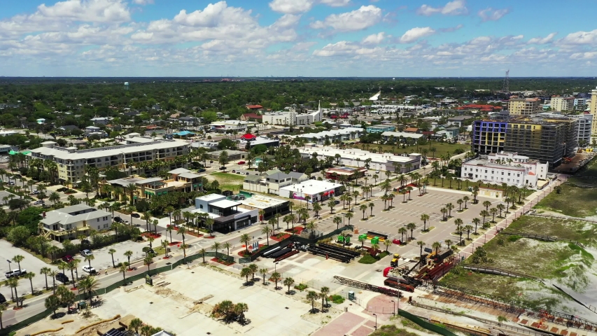 Aerial video tourist destination Jacksonville Beach FL USA