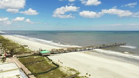 Aerial rising video reveal Jacksonville Beach FL