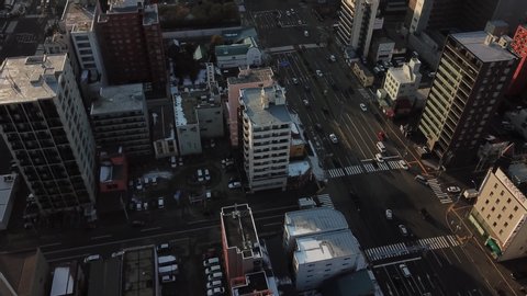 Shooting the cityscape of Sapporo from the sky
