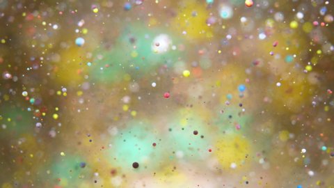 Slow Motion Bright Colors Bubbles Oil Beautiful Paint Universe Color Moving Multicolored Closeup. Acrylic Paint. Fantastic Surface. Abstract Colorful Paint Metamorphosis Structure Colorful Bubbles Arkivvideo