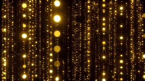 Elegant Golden Particles is a seamlessly looped animated background which can be used for awards ceremonies and events