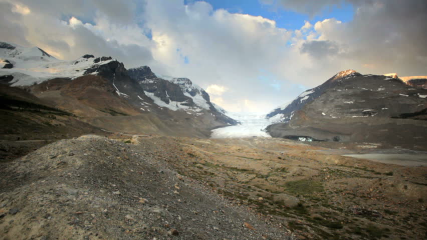 Melting Athabasca Glacier, Alberta, Canada, dolly shot