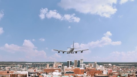 Airplane Landing in Birmingham USA