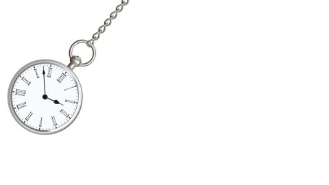 Pocket watch in white background. Looping footage with alpha channel. 3D Illustration.