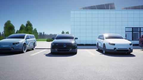 3d Rendering Modern Generic Cars Building Stock Footage Video (100% ...