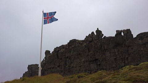 Iceland's flag flying in the wind
