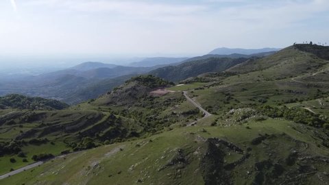 aerial view of the green mountains near Rome