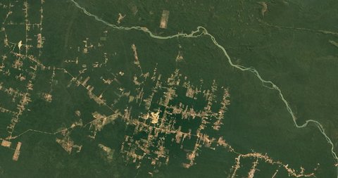 Time lapse development infrastructure near Teles Pires River from satellite between 1984 and 2018. Data: NASA