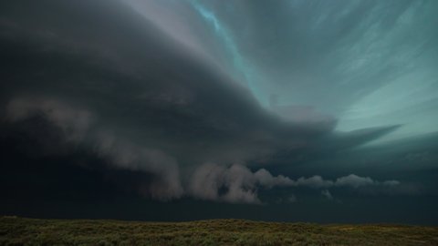 A Powerful Supercell Thunderstorm In Tornado Alley During A Severe Weather Outbreak in 2020 - Time Lapse
