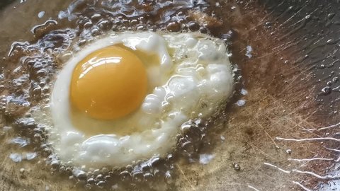 Fried eggs in a pan for breakfast