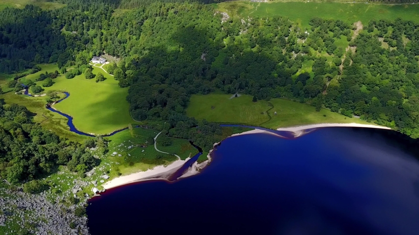 The Guinness Lake, Co. Wicklow drone footage of the area and birds eye view