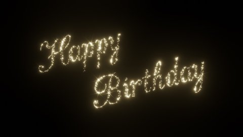 Happy Birthday Text Beautiful Sparkling Fireworks Inclined Lettering Happy Birthday