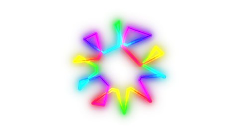 4K Animation abstract digital flashy neon glow color moving star. Seamless background motion screen. Looped animation in transparent background to suit all your projects.