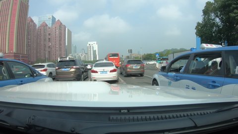 ShenzhenChina - May,2020:  Driving on the street in Shenzhen city.