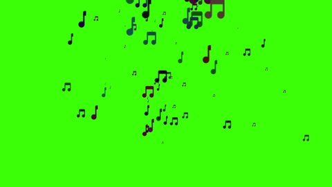 Green screen musical note streaming up in melody with composer. Isolated with alpha is easy to key. 4K 2D animation. 