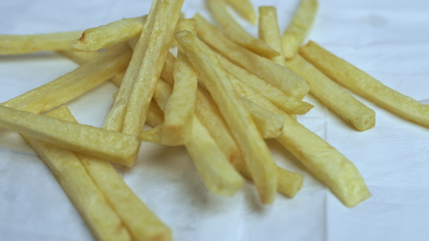 Preparing French Fries Woman's Hand Placing Stock Footage Video (100% 