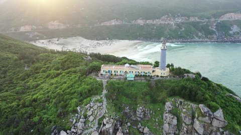 Vietnam Southeast Asia Seaside Ocean Lighthouse Waves Drone Aerial Rural Nature 4K 2K