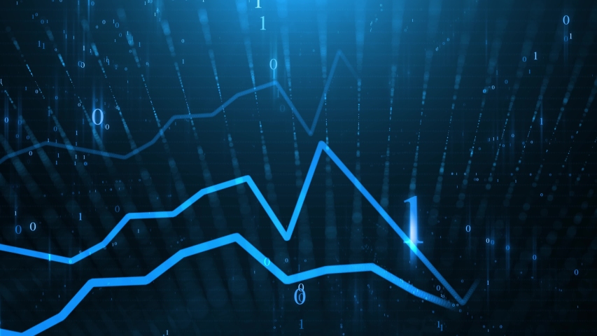 Conceptual digital infographics graphs animation on blue background with computer binary numbers. | Shutterstock HD Video #1053505751