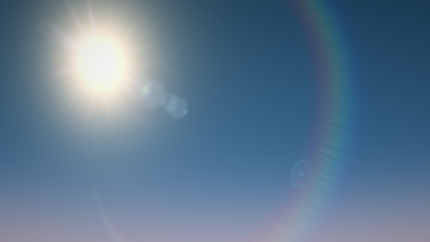 Night to day transition timelapse video. Sparkle sun moves across blue cloudy sky. Dynamic light rays, lens flare effects. Cloud motion. Sunrise and sunset. Nature concept animation. Seamless 4K clip | Shutterstock HD Video #1053507545
