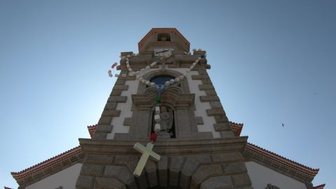 DOLLY SHOT SLOW MOTION - The Mother Church of Sao Miguel Arcanjo (Saint Michael the Archangel) das Marinhas at Marinhas, Esposende, Portugal.