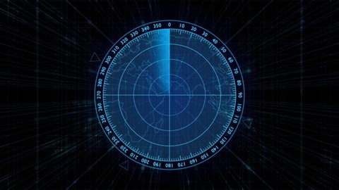 Motion graphic of  blue color sonar radar screen searching an object with line digital technology background, Futuristic animation concept