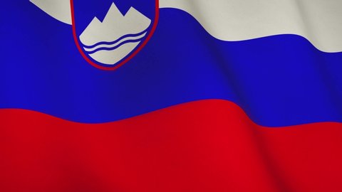 Slovenia background waving flag means patriotic pride. Slovene full screen patriotic flowing ensign - video animation loop