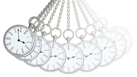 Pocket watch in white background. Looping footage. 3D Illustration.