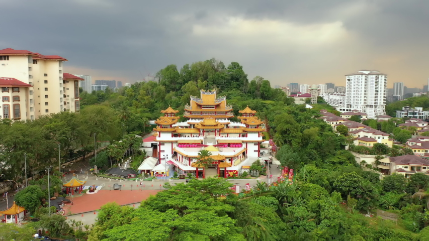 aerial view  4k video of Thean Hou Temple in Kuala Lumpur, Malaysia.	 Royalty-Free Stock Footage #1053519926